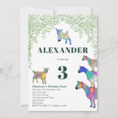 Geiten Waterverf Birthday Party Green Kaart (Voorkant)