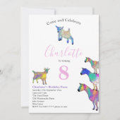 Geiten Waterverf Birthday Party Pink Kaart (Voorkant)