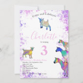 Geiten Waterverf Meisjes Birthday Party Pink Kaart (Voorkant)