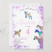 Geiten Waterverf Meisjes Birthday Party Pink Kaart (Voorkant)