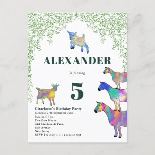 Geiten Waterverf olievlek Birthday Uitnodiging Briefkaart