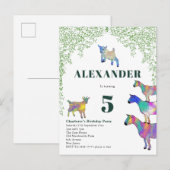 Geiten Waterverf olievlek Birthday Uitnodiging Briefkaart (Voorkant / Achterkant)