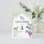 Geiten Waterverf olievlek Birthday Uitnodiging Briefkaart (Staand voorkant)