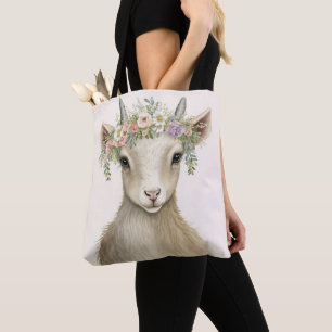 Geitenboho bloemdier tote bag
