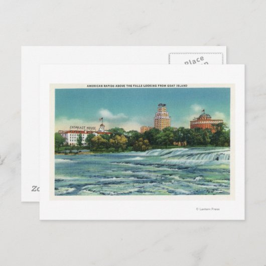 Geiteneiland Uitzicht van Amerikaanse Rapids Briefkaart (Voorkant / Achterkant)