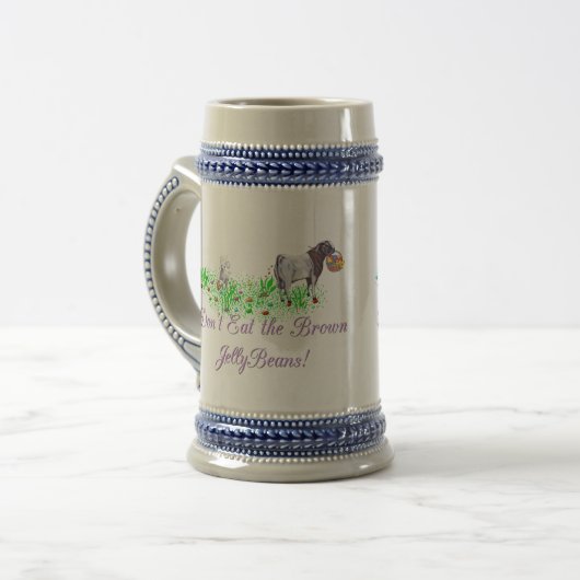 Geiteneten eet de bruine geleibonen niet bierpul (Voorkant links)