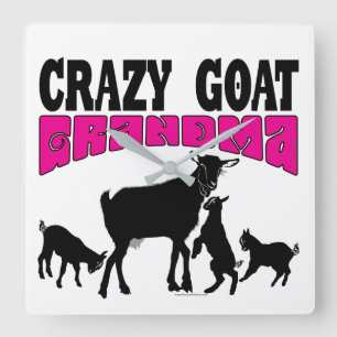 GEITENFAMILIE Grappige Crazy Goat oma Vierkante Klok