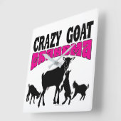 GEITENFAMILIE | Grappige Crazy Goat oma Vierkante Klok (Hoek)
