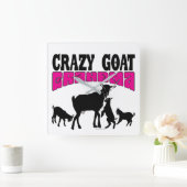GEITENFAMILIE | Grappige Crazy Goat oma Vierkante Klok (Huis)