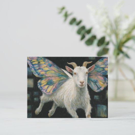 geitenfee briefkaart (Staand voorkant)