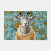 Geitenhuisstijl Blauwgroen en Geel Doormat Deurmat (Voorkant)