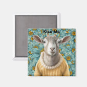 Geitenhuisstijl Blauwgroen en Geel Magnet (Voorkant / Achterkant)