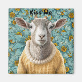 Geitenhuisstijl Blauwgroen en Geel Magnet (Voorkant)