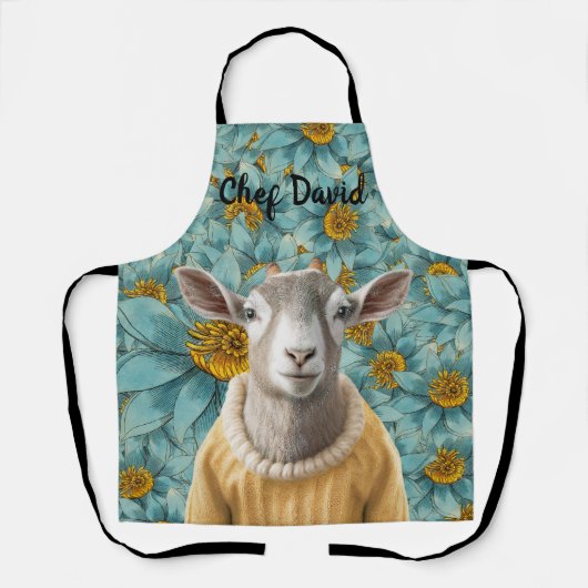 Geitenhuisstijl Blauwgroen en geel Schort (Voorkant)