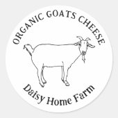 Geitenkaas Bedrijfsnaam Eenvoudig Zwart-Wit Ronde Sticker (Voorkant)