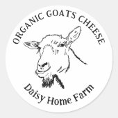 Geitenkaas Bedrijfsnaam Zwart en Wit Ronde Sticker (Voorkant)