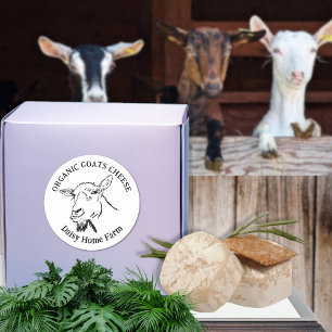 Geitenkaas Bedrijfsnaam Zwart en Wit Ronde Sticker