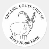 Geitenkaas Zwart-wit Bedrijfsnaam Ronde Sticker (Voorkant)