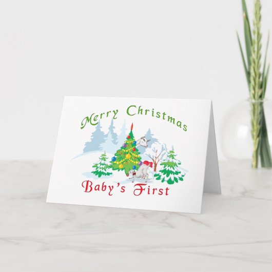 Geitenkerstbaby's eerste kerst feestdagen kaart (Voorkant)