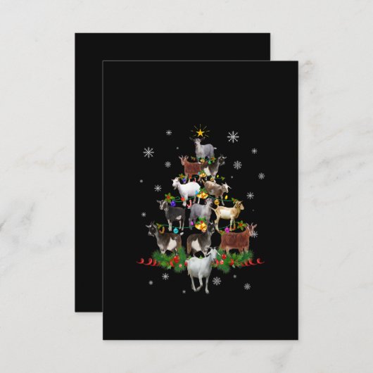 Geitenkerstboom Sneeuwgeiten Bedankkaart (Voorkant / Achterkant)