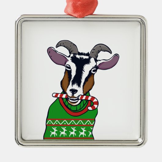 Geitenkerstkeuken Metalen Ornament (Voorkant)