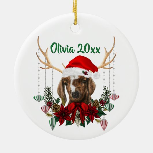 Geitenkerstmooi Kind in Antlers Keramisch Ornament (Achterkant)