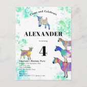 Geitenkleurige Waterverf Birthday Party Uitnodiging Briefkaart (Voorkant)