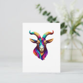 Geitenkop kleurrijke hoorn briefkaart (Staand voorkant)