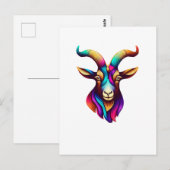 Geitenkop kleurrijke hoorn briefkaart (Voorkant / Achterkant)
