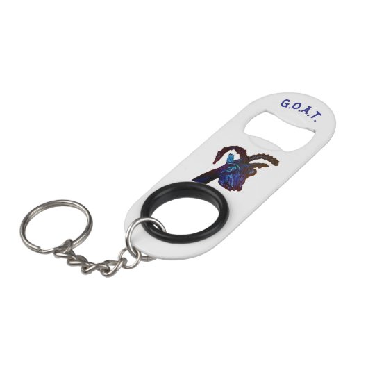 Geitenkop Sleutelhanger Mini Flessenopener (Voorkant Gekanteld)