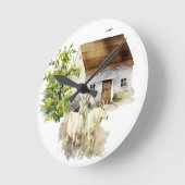 Geitenland boerderij waterverf boerderij ronde klok (Hoek)