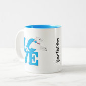 GEITENLIEFHEBBER | BLAUWE GEIT L O V E - Witte gei Tweekleurige Koffiemok (Voorkant links)