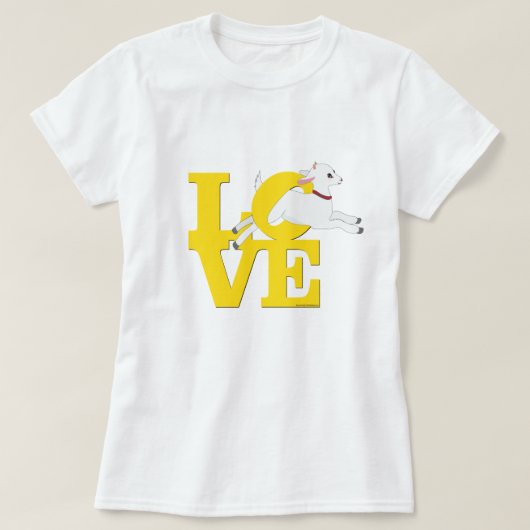 GEITENLIEFHEBBER | GEEL GEIT L O V E - Witte geit T-shirt (Design voorkant)