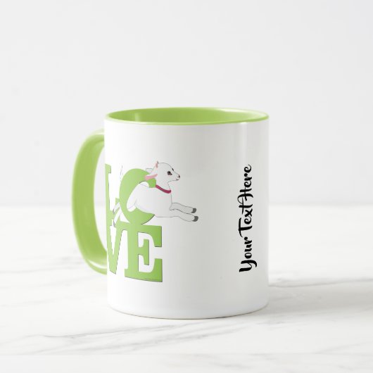 GEITENLIEFHEBBER | GROENE GEIT L O V E - Witte gei Mok (Voorkant links)