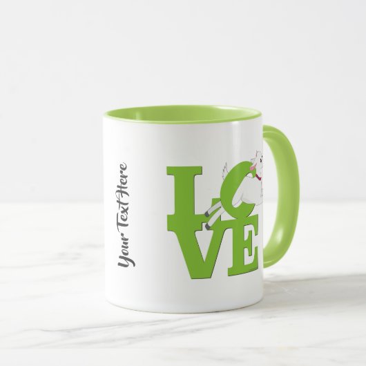 GEITENLIEFHEBBER | GROENE GEIT L O V E - Witte gei Mok (Voorkant rechts)