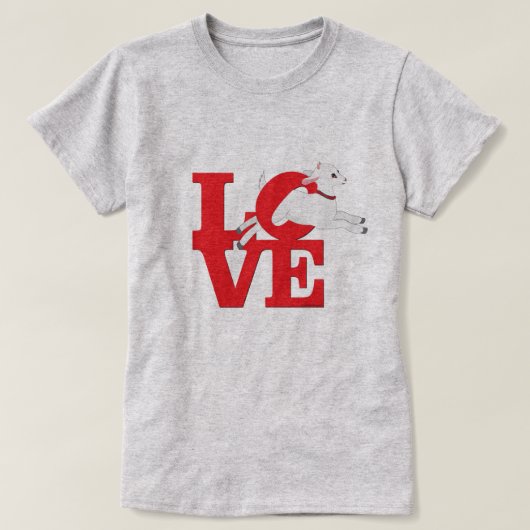 GEITENLIEFHEBBER | RODE GEIT L O V E - Witte geit T-shirt (Design voorkant)