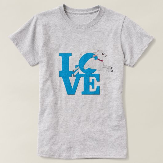 GEITENLIEFHEBBER | SKY BLUE Goat L O V E - Witte G T-shirt (Design voorkant)