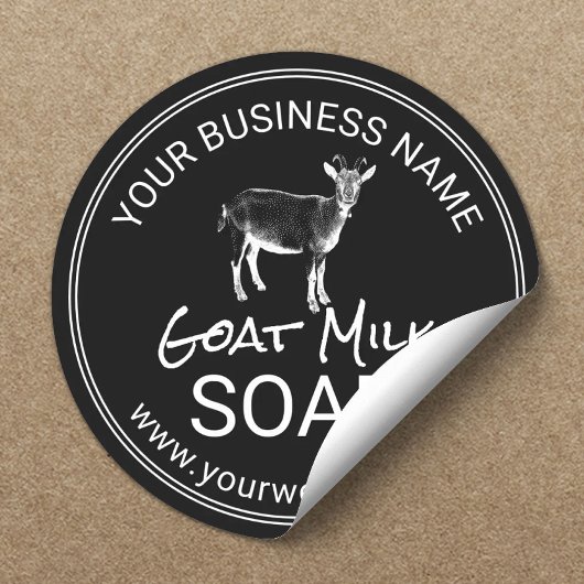 Geitenmelk Soap Handmade Plain Black Ronde Sticker