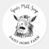 Geitenmelkzeep Funny Farm Geit Schreeuwt Ronde Sticker (Voorkant)