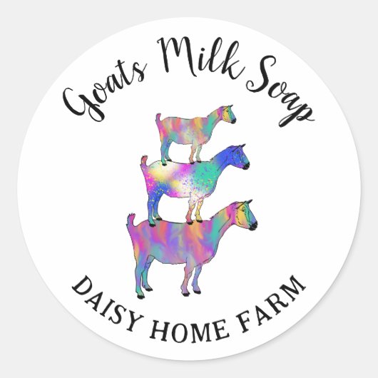 Geitenmelkzeep Voeg naam toe Kleurrijke Boerderij  Ronde Sticker (Voorkant)
