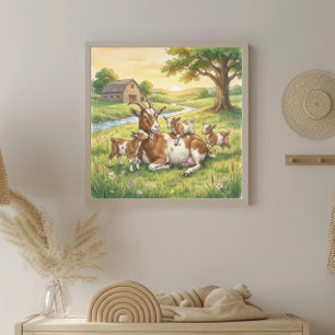 Geitenmoeder en Kinderen Slaapkamer Poster