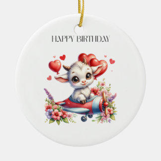 Geitenpiloot verjaardag keramisch ornament