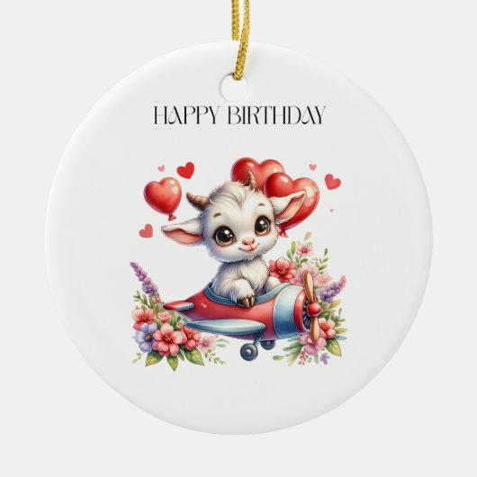 Geitenpiloot verjaardag keramisch ornament (Voorkant)