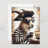 Geitenpiraat drink koffie briefkaart (Voorkant / Achterkant)