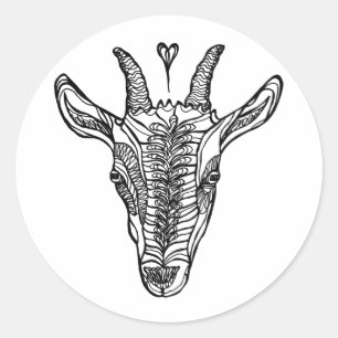 Geitenportret met hart ronde sticker