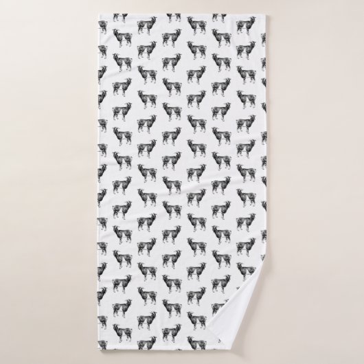 Geitenprintpatroon AANGEPASTE ACHTERGRONDKLEUR Badhanddoek (Badhanddoek)