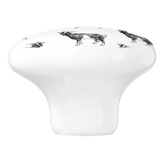  Geitenprintpatroon AANGEPASTE ACHTERGRONDKLEUR Keramische Knop (Zijkant)