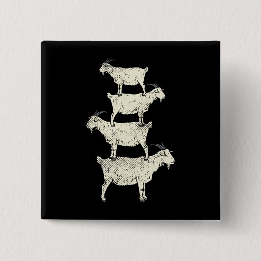 Geitenretro Vierkante Button 5,1 Cm (Voorkant)