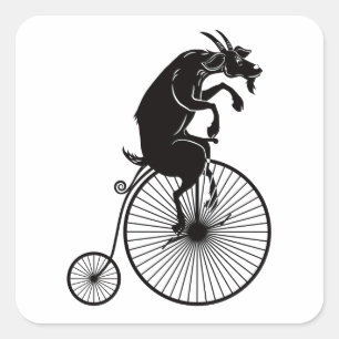 Geitenrijden op een  Penny Farthing Bike Vierkante Sticker