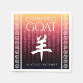 Geitenrood 羊 Chinees Zodiac Lunar Symbool Servet (Voorkant)